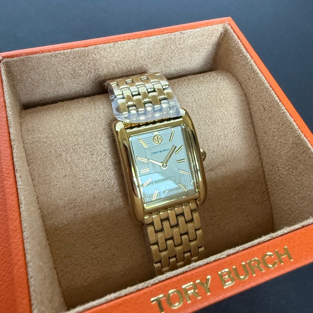 New with Tags! Tory Burch Eleanor Gold-Tone Rectangular Watch - Retail $370